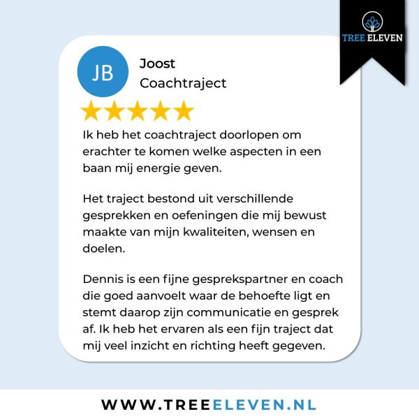 Review Individuele coaching voor professionals Tree Eleven Utrecht
